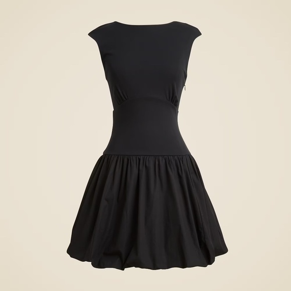 NWT!! J. CREW Bubble-Hem Mixy Dress Solid Black Mini Poplin Bubble Hem Small - Picture 11 of 16